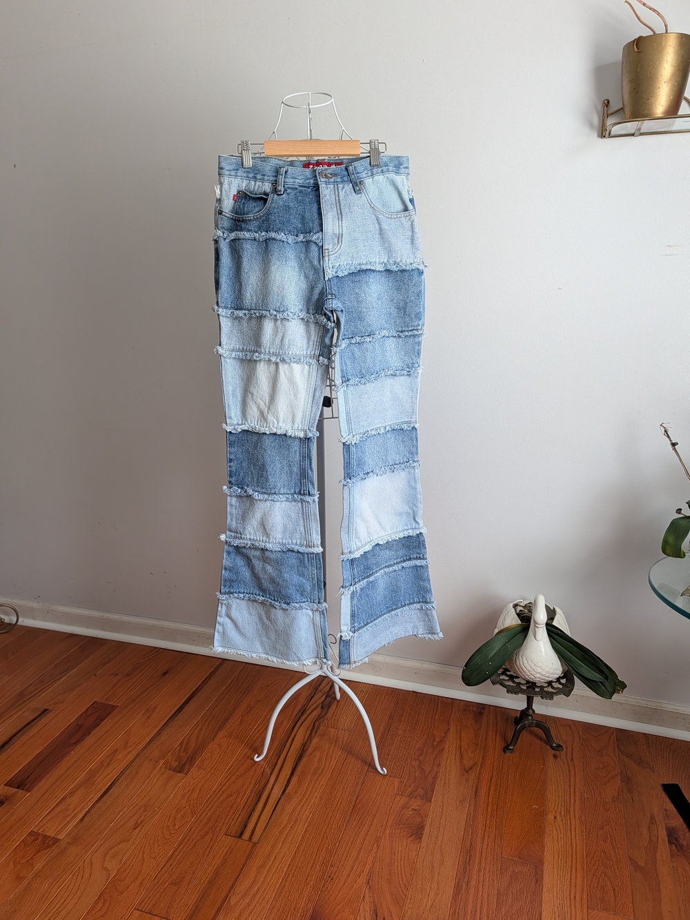American Vintage Patchwork Two-Tone Blue Flare Jeans